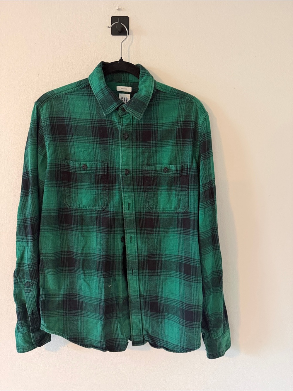Green and Black Plaid Button-Up Shirt GAP